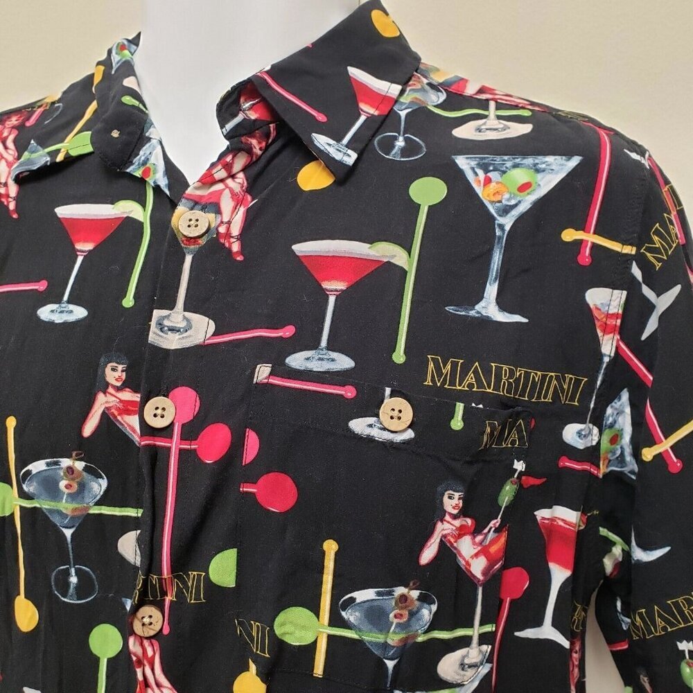 Junction West Mens Martini Drinks Women Button Up Shirt Size Medium - Picture 3 of 5